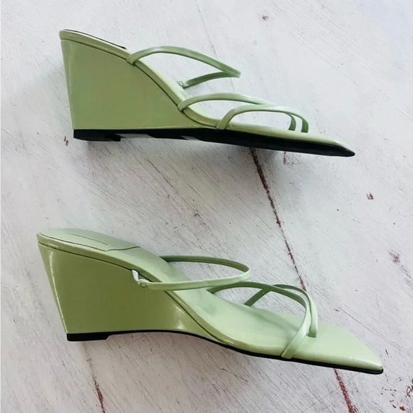 Free People Jeffrey Campbell Palate Strappy Wedge in Green Size 7.5 NWOT - Picture 4 of 8